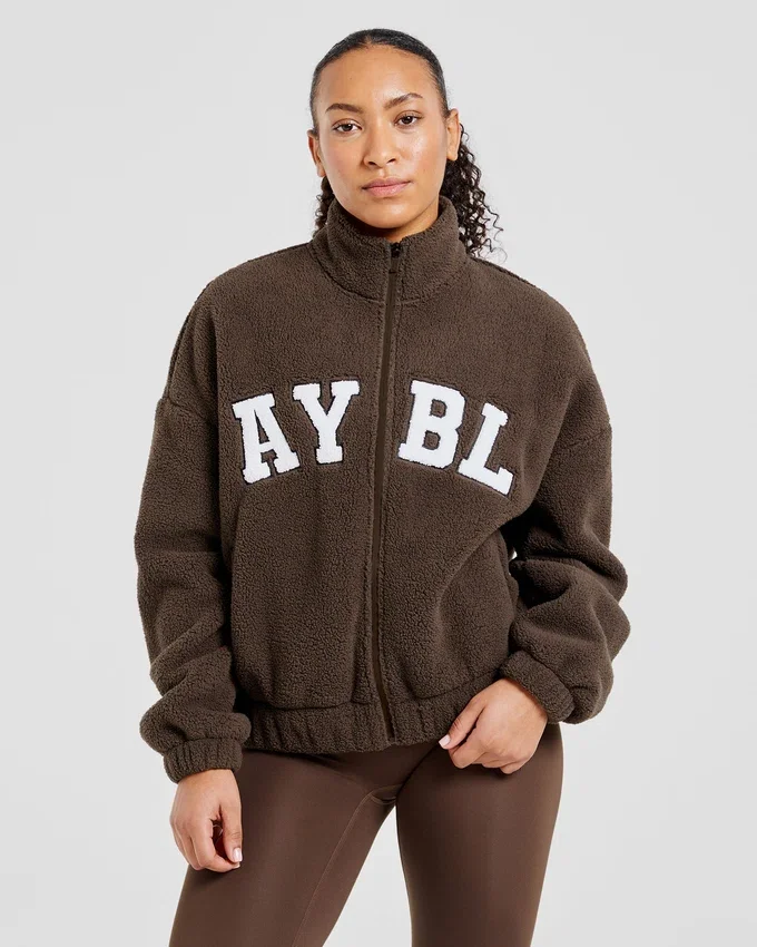 Varsity oversized fleecejack met rits