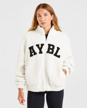 Varsity oversized fleecejack met rits