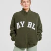 Varsity oversized fleecejack met rits
