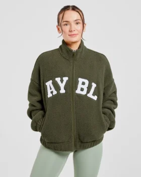 Varsity oversized fleecejack met rits