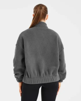 Varsity oversized fleecejack met rits