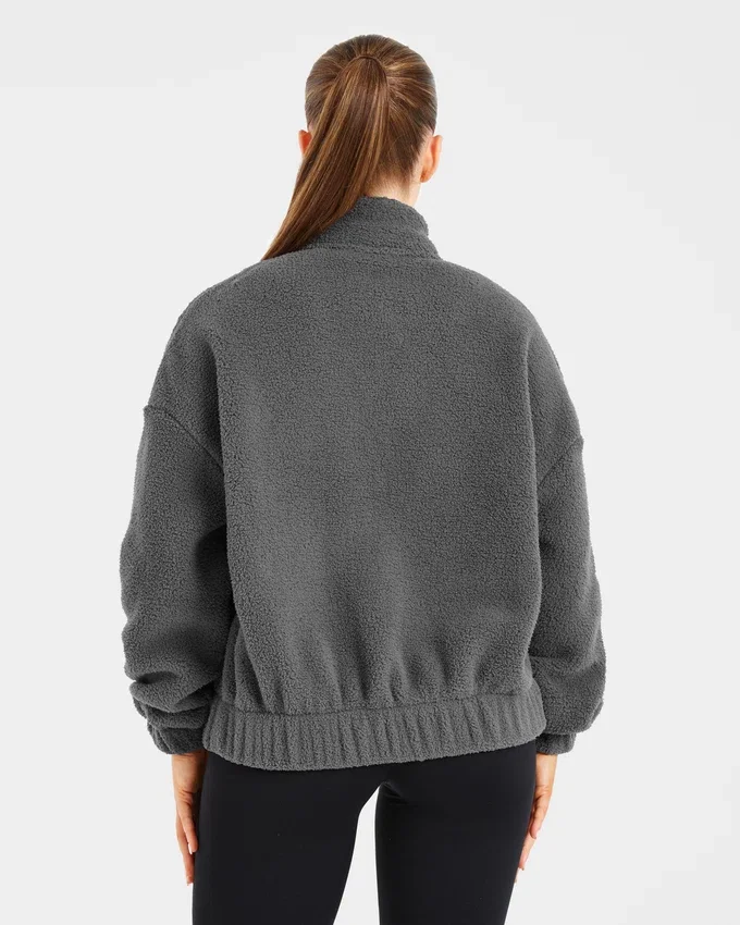 Varsity oversized fleecejack met rits