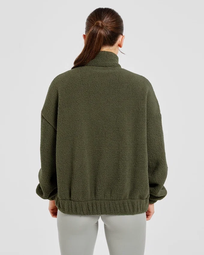 Varsity oversized fleecejack met rits