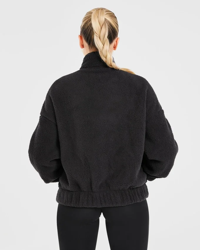 Varsity oversized fleecejack met rits