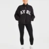 Varsity oversized fleecejack met rits