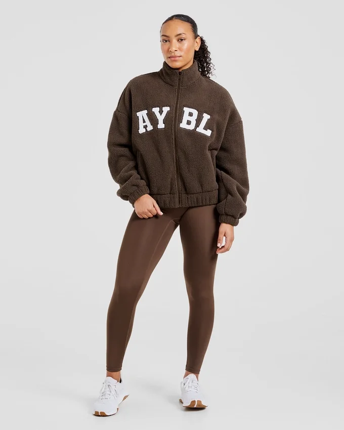 Varsity oversized fleecejack met rits