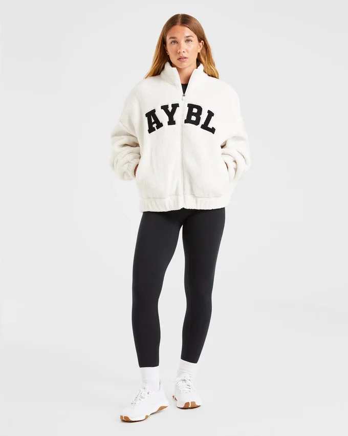 Varsity oversized fleecejack met rits