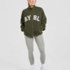 Varsity oversized fleecejack met rits