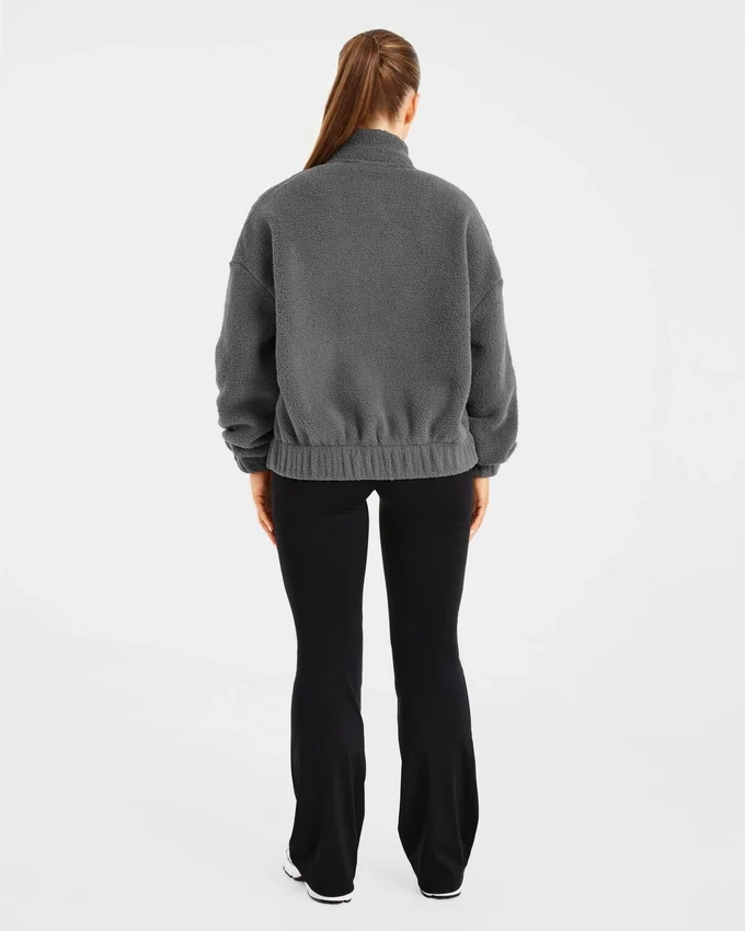 Varsity oversized fleecejack met rits