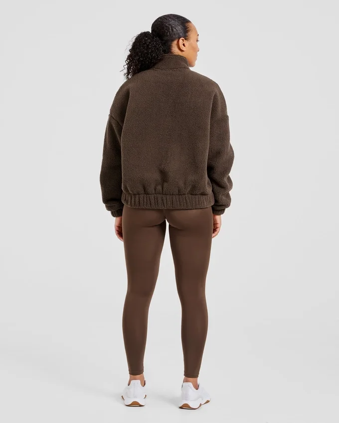 Varsity oversized fleecejack met rits