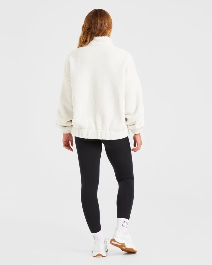 Varsity oversized fleecejack met rits
