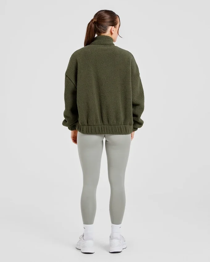 Varsity oversized fleecejack met rits