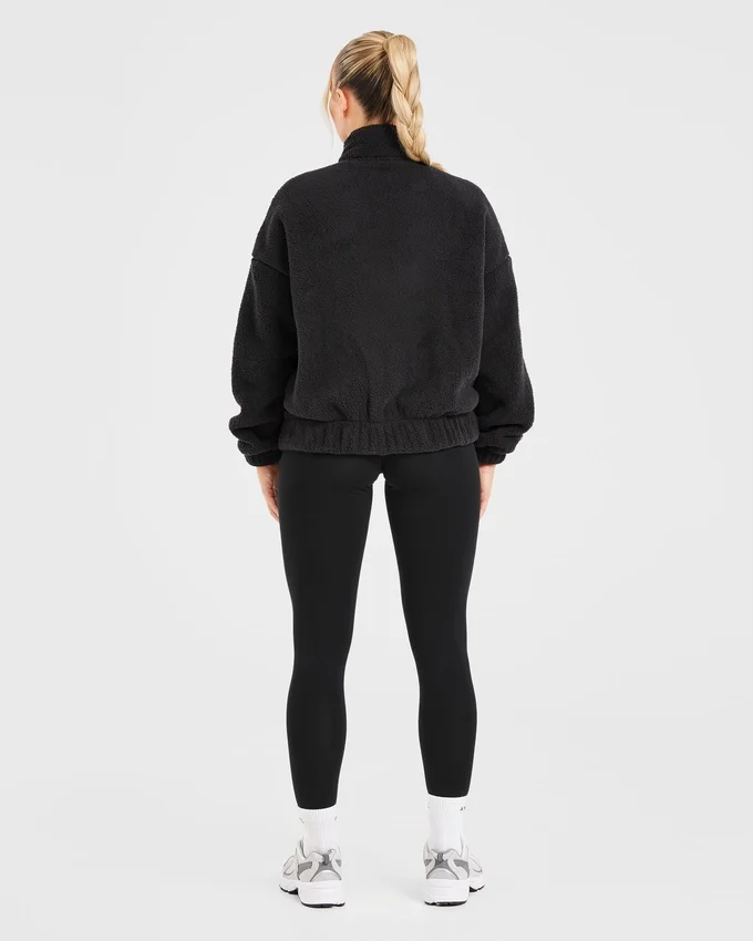 Varsity oversized fleecejack met rits