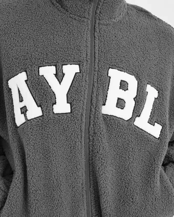 Varsity oversized fleecejack met rits
