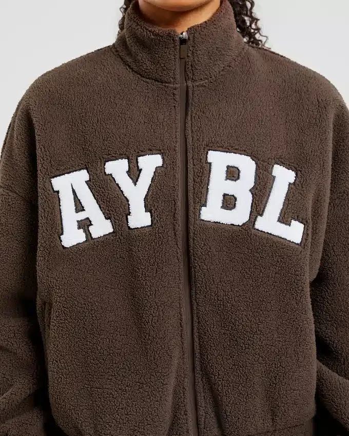 Varsity oversized fleecejack met rits