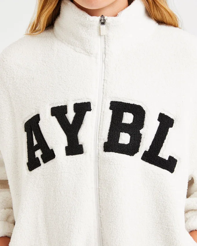 Varsity oversized fleecejack met rits