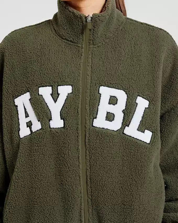 Varsity oversized fleecejack met rits