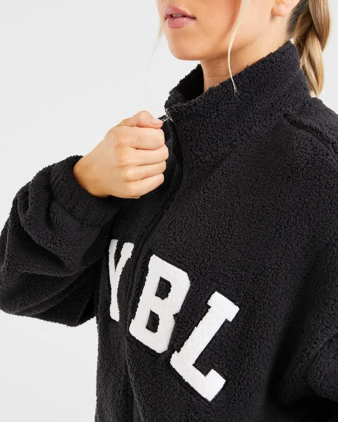 Varsity oversized fleecejack met rits