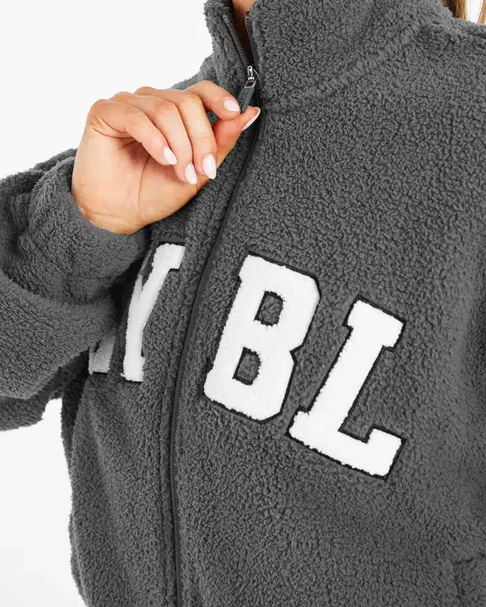 Varsity oversized fleecejack met rits