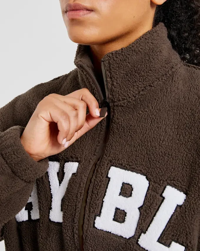 Varsity oversized fleecejack met rits