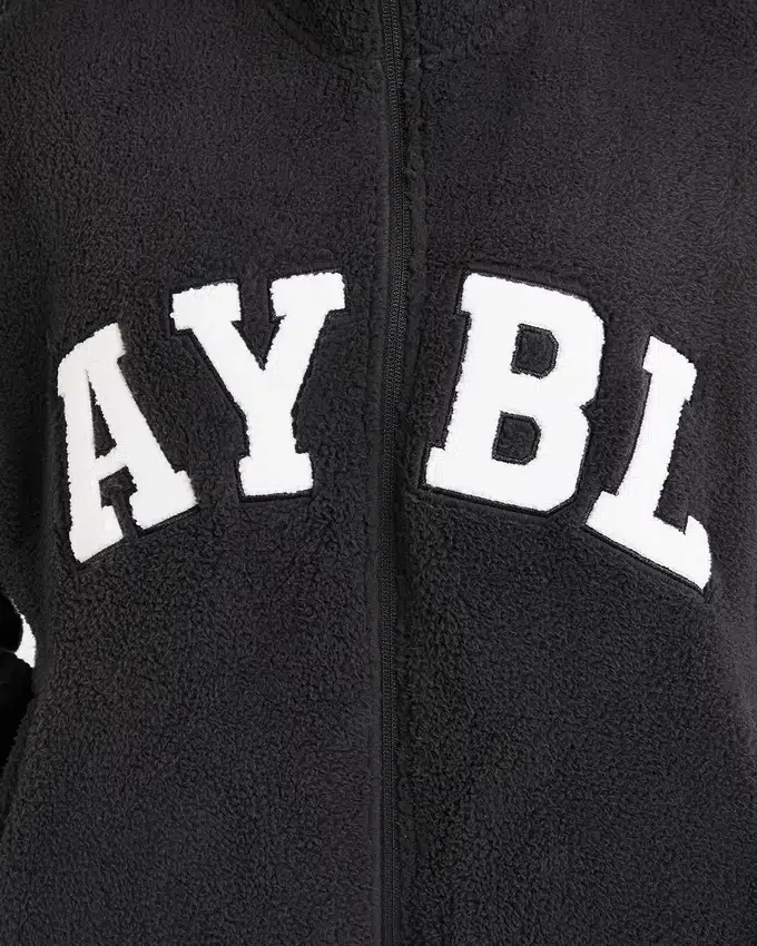 Varsity oversized fleecejack met rits