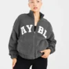 Varsity oversized fleecejack met rits