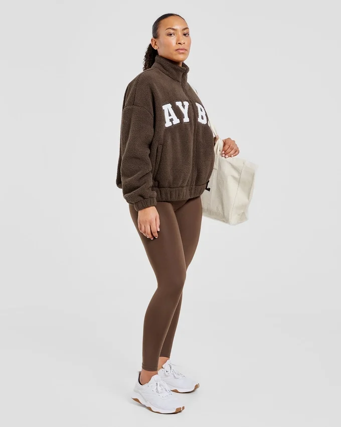 Varsity oversized fleecejack met rits