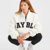 Varsity oversized fleecejack met rits