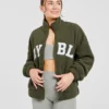 Varsity oversized fleecejack met rits