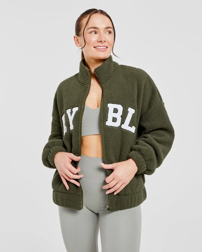 Varsity oversized fleecejack met rits