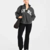 Varsity oversized fleecejack met rits