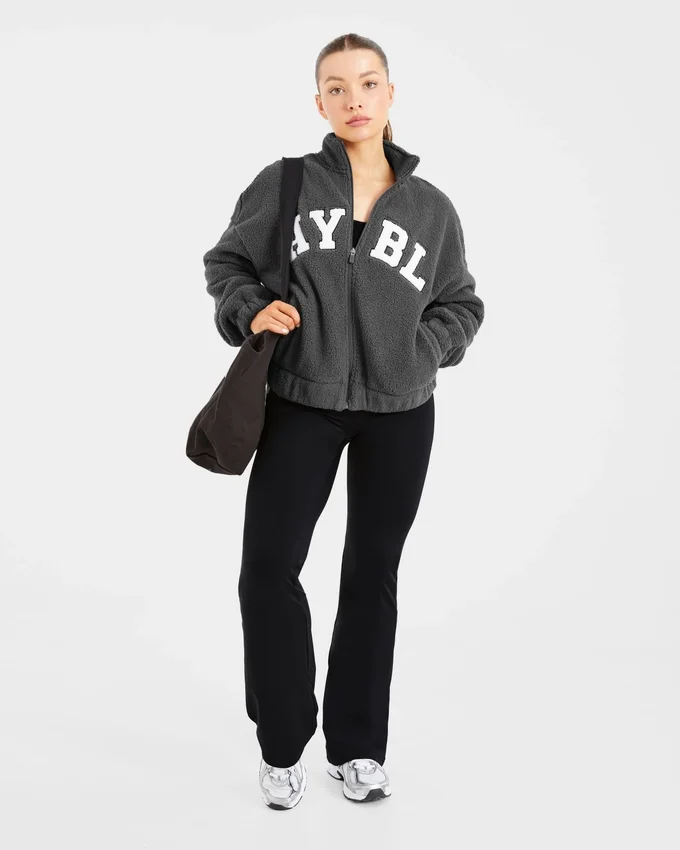 Varsity oversized fleecejack met rits