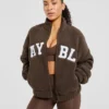 Varsity oversized fleecejack met rits