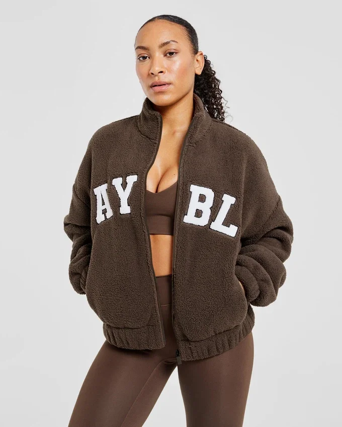 Varsity oversized fleecejack met rits