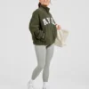 Varsity oversized fleecejack met rits