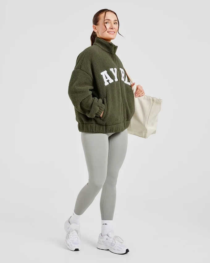 Varsity oversized fleecejack met rits