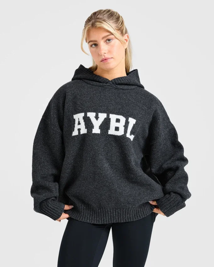 Varsity oversized gebreide hoodie