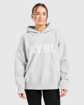 Varsity oversized gebreide hoodie