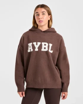 Varsity oversized gebreide hoodie
