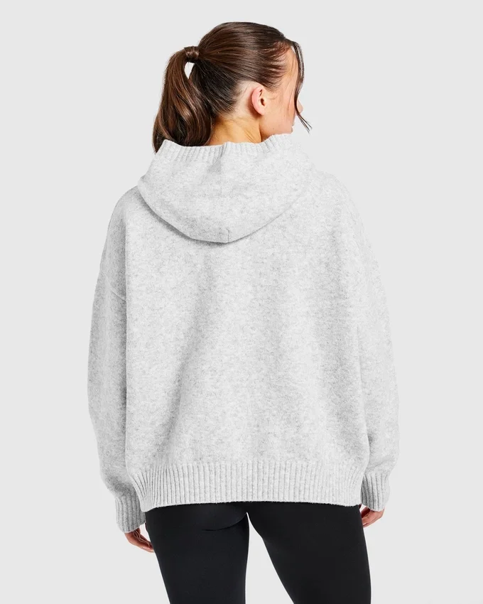 Varsity oversized gebreide hoodie