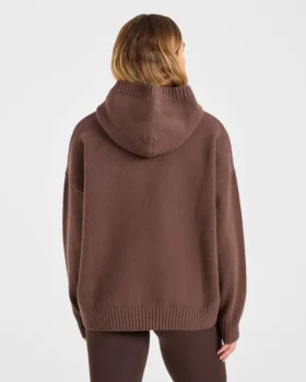 Varsity oversized gebreide hoodie