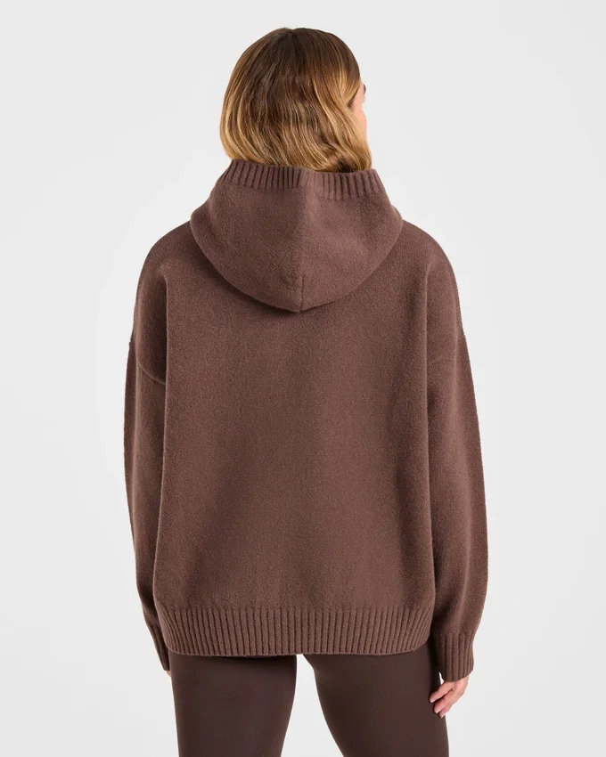 Varsity oversized gebreide hoodie