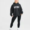 Varsity oversized gebreide hoodie