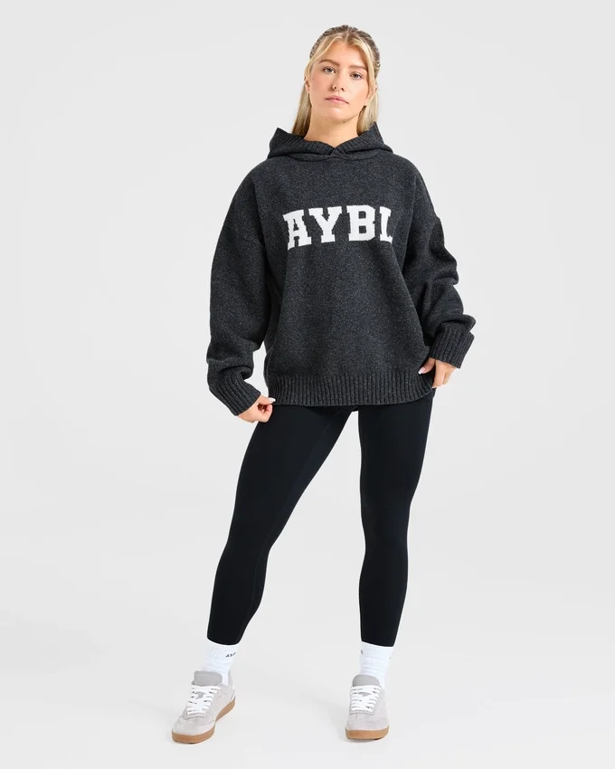 Varsity oversized gebreide hoodie
