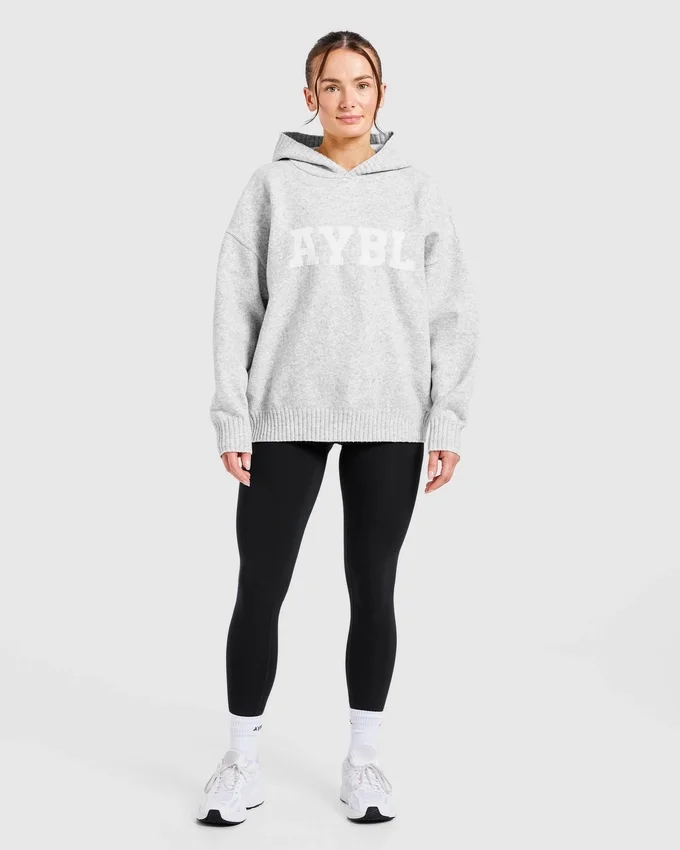 Varsity oversized gebreide hoodie