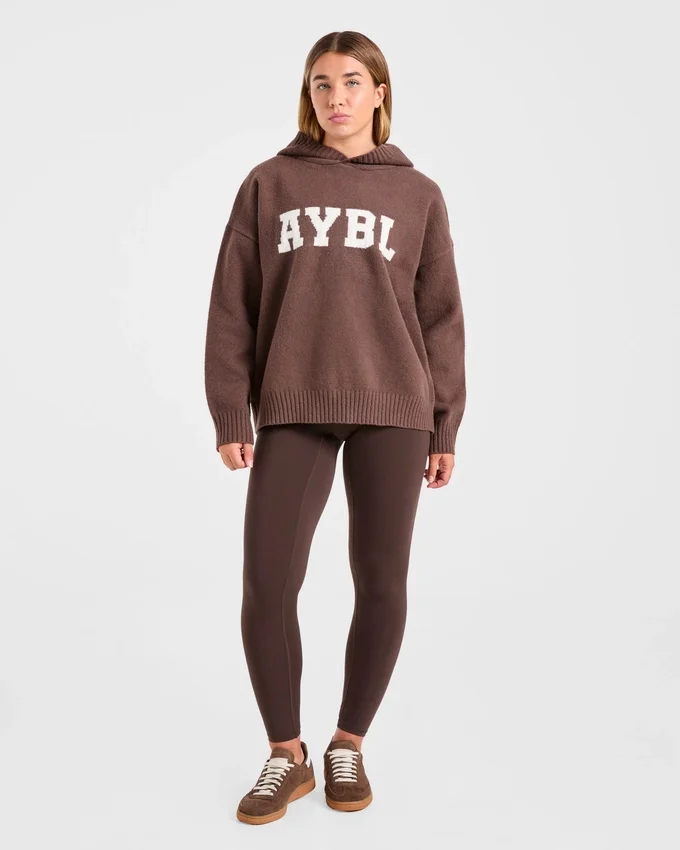 Varsity oversized gebreide hoodie