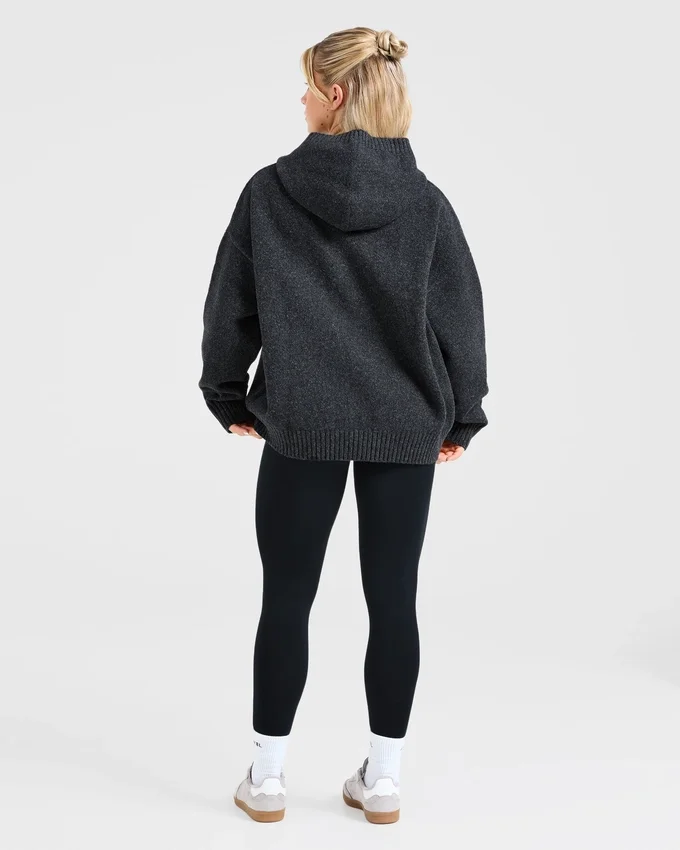 Varsity oversized gebreide hoodie
