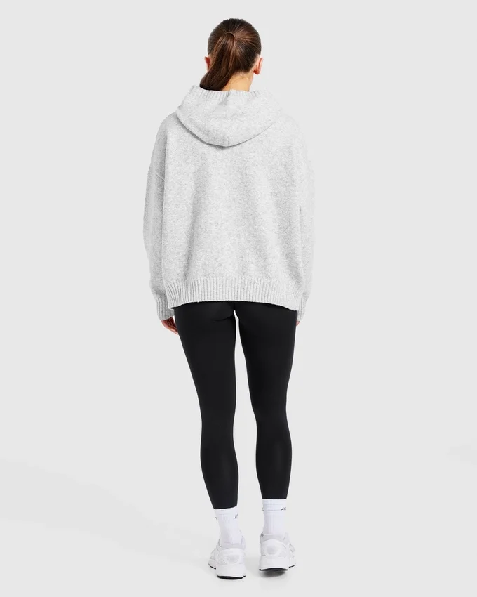 Varsity oversized gebreide hoodie