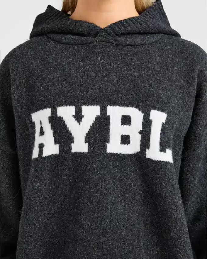 Varsity oversized gebreide hoodie