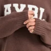 Varsity oversized gebreide hoodie